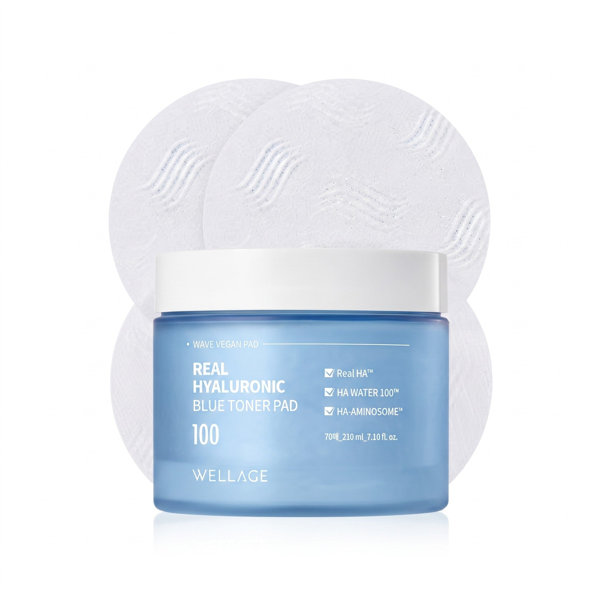 WELLAGE Real Hyaluronic Blue Toner Pad 100 70Pads